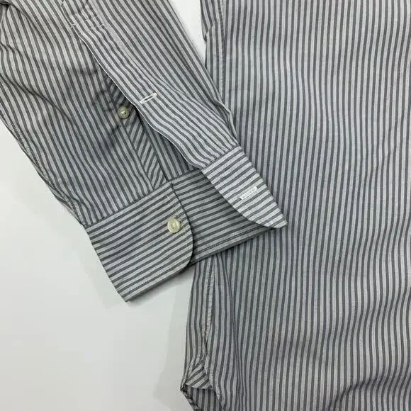 J Crew Shirt Mens XL Gray White Cotton 80s 2Ply Haberdashery Striped Button Down - Picture 3 of 11